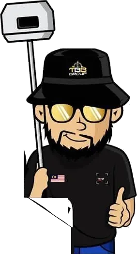 Maskot Abe Ukur Tanah memegang tiang prisma ukur